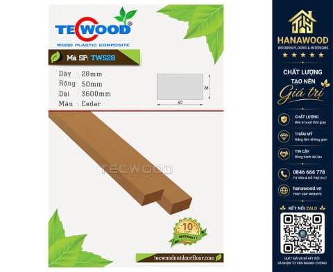 Thanh Lam Hộp Gỗ Nhựa Ngoài Trời TecWood TWS28 Cedar
