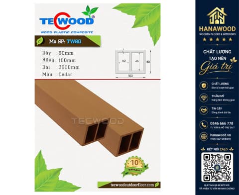 Thanh Lam Hộp Gỗ Nhựa Ngoài Trời TecWood TW80 Cedar