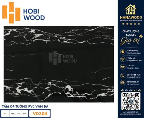 Ốp Tường PVC Giả Đá Hobi Wood VD304 Dày 3.0mm