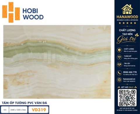 Tấm Nhựa Ốp Tường PVC Giả Đá Hobi Wood VD319 Dày 3.0mm