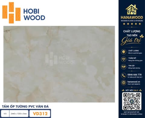 Tấm Nhựa Ốp Tường PVC Giả Đá Hobi Wood VD312 Dày 3.0mm