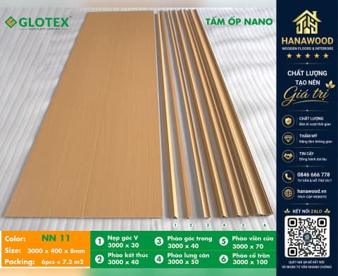 Ốp Tường Ốp Trần Nano Nhựa Giả Gỗ Glotex NN11