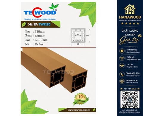 Lam Trụ Pergola Ngoài Trời Tecwood TWE120 Cedar