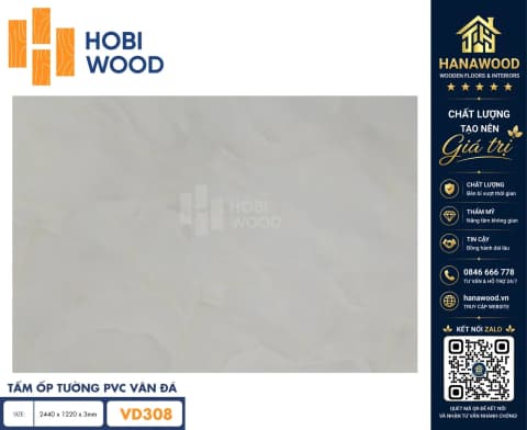 Ốp Tường PVC Giả Đá Hobi Wood VD308 Dày 3.0mm