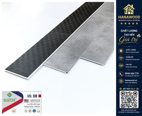 Sàn Nhựa Giả Bê Tông Hèm Khoá Glotex US109 Đế Cao Su