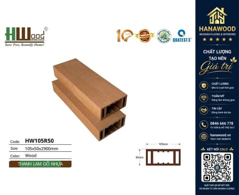 Thanh Lam Hộp Gỗ Nhựa Ngoài Trời Hwood HW105R50 Wood