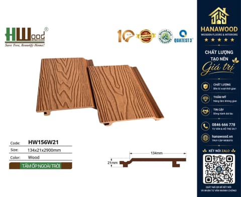 Ốp Tường Ốp Trần Gỗ Nhựa Ngoài Trời Hwood HW156W21 Wood