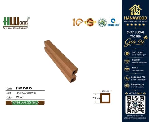 Thanh Lam Hộp Gỗ Nhựa Ngoài Trời Hwood HW35R35 Wood