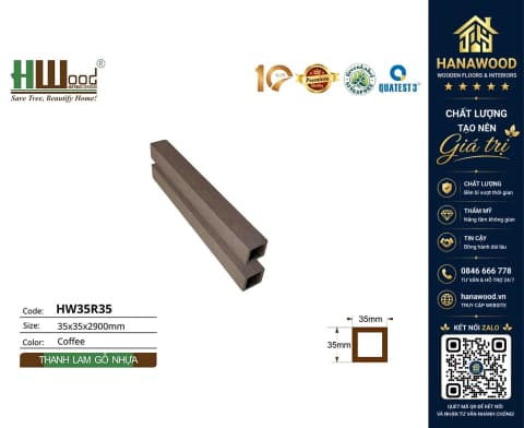 Thanh Lam Hộp Gỗ Nhựa Ngoài Trời Hwood HW35R35 Coffee