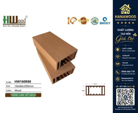Thanh Lam Hộp Gỗ Nhựa Ngoài Trời Hwood HW160R80 Wood