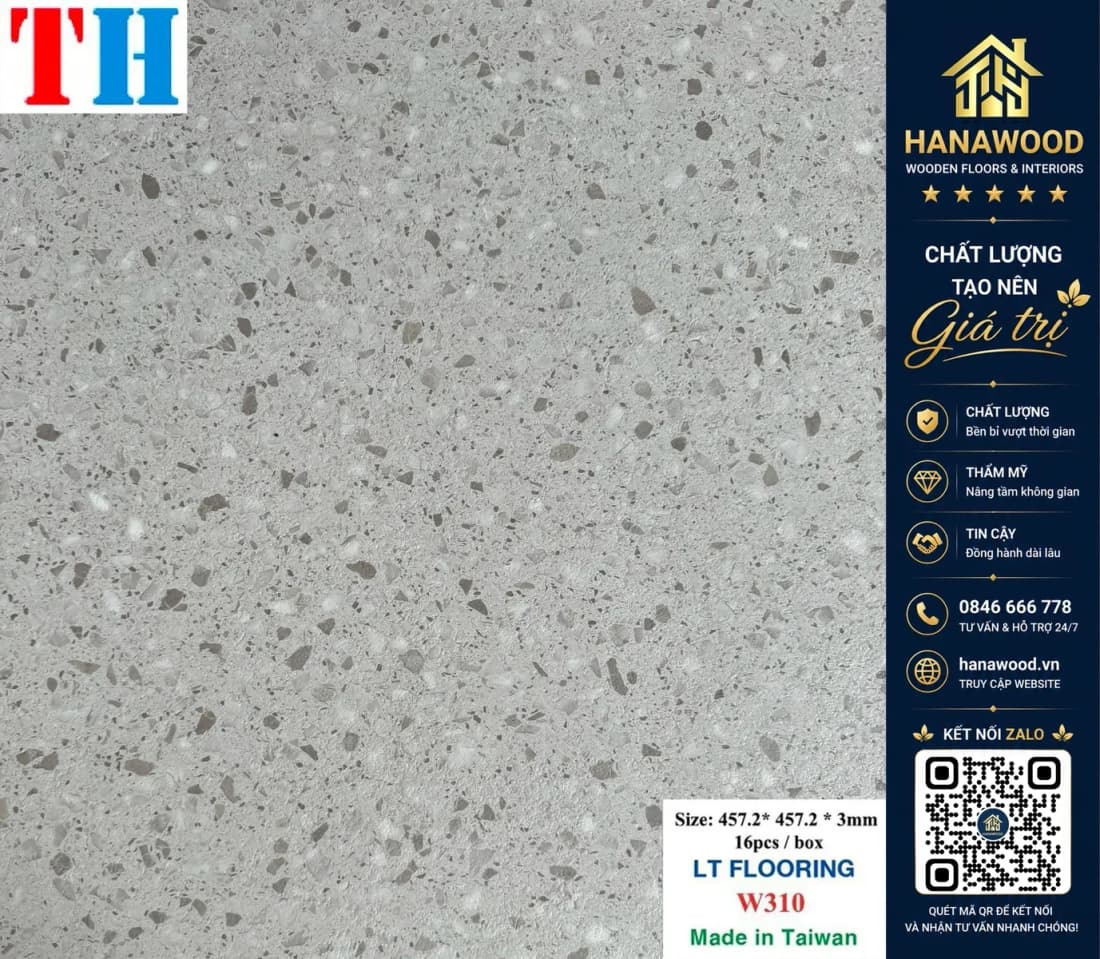 Hình ảnh Sàn Nhựa Dán Keo Vân Đá Mài Terrazzo THFloor W310 Dày 3mm