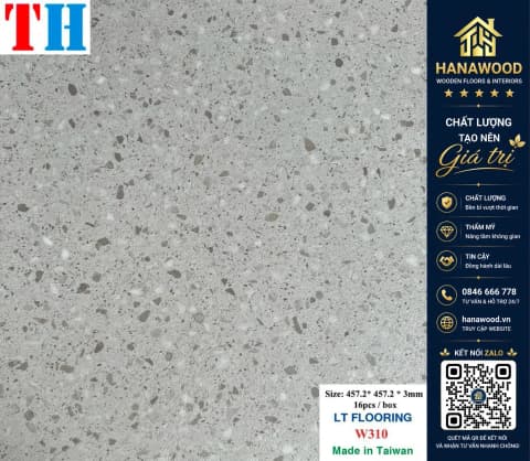 Hình ảnh Sàn Nhựa Dán Keo Vân Đá Mài Terrazzo THFloor W310 Dày 3mm