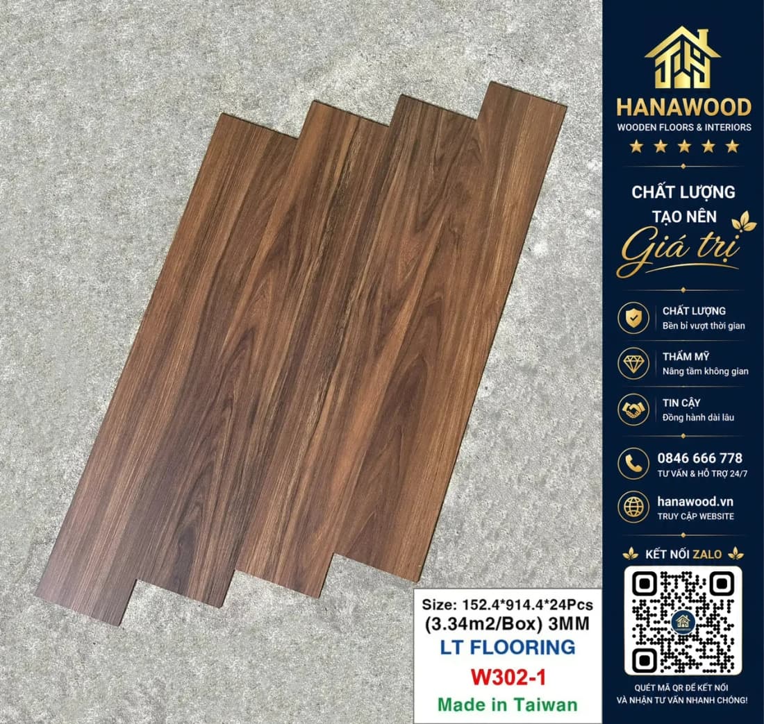 Hình ảnh Tấm Lót Sàn Dán Keo Giá Rẻ THFloor W302-1 Dày 3mm