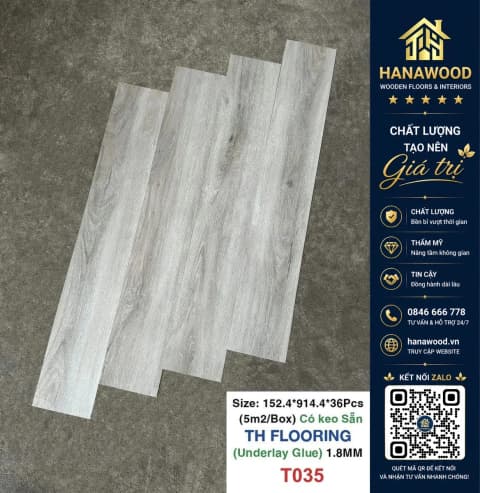 Hình ảnh Sàn Nhựa Vinyl Có Keo Sẵn THFLoor TH035 Dày 1.8mm