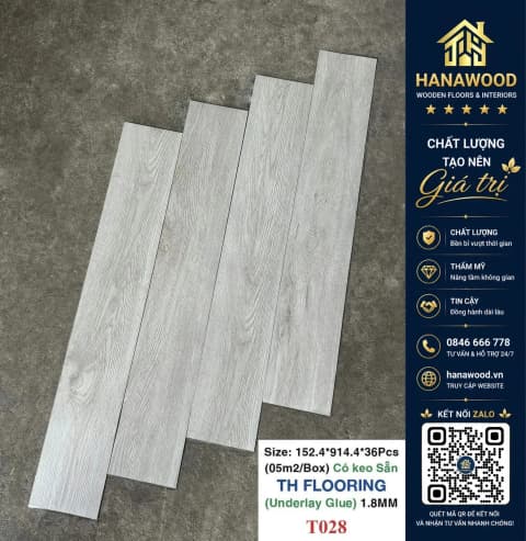 Hình ảnh Tấm Lót Sàn Nhựa Giả Gỗ THFLoor TH028 Dày 1.8mm