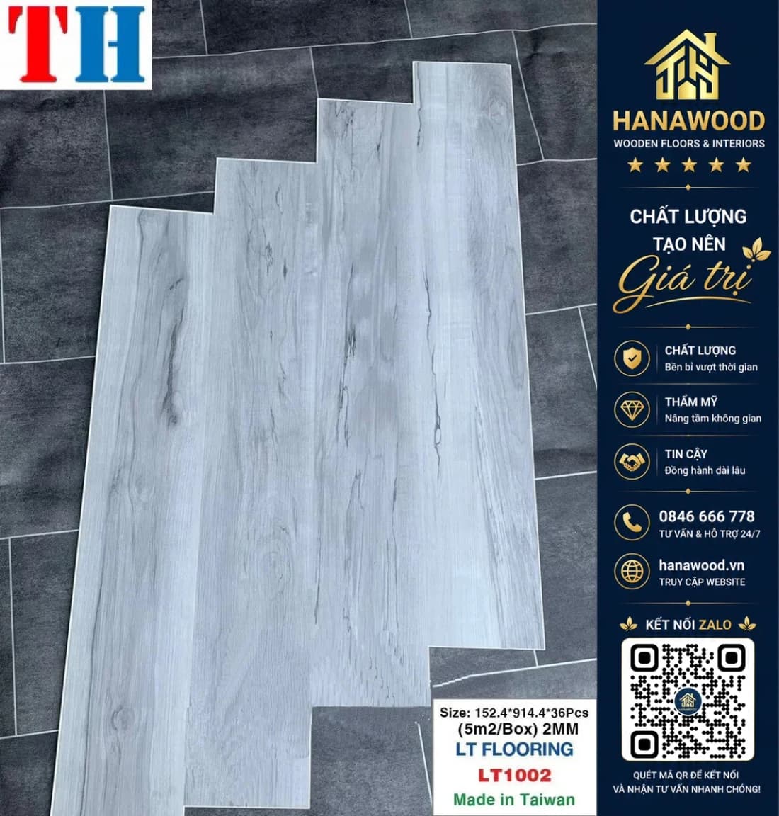 Hình ảnh Sàn Nhựa Dán Keo Vân Gỗ THFloor LT1002 Dày 2mm