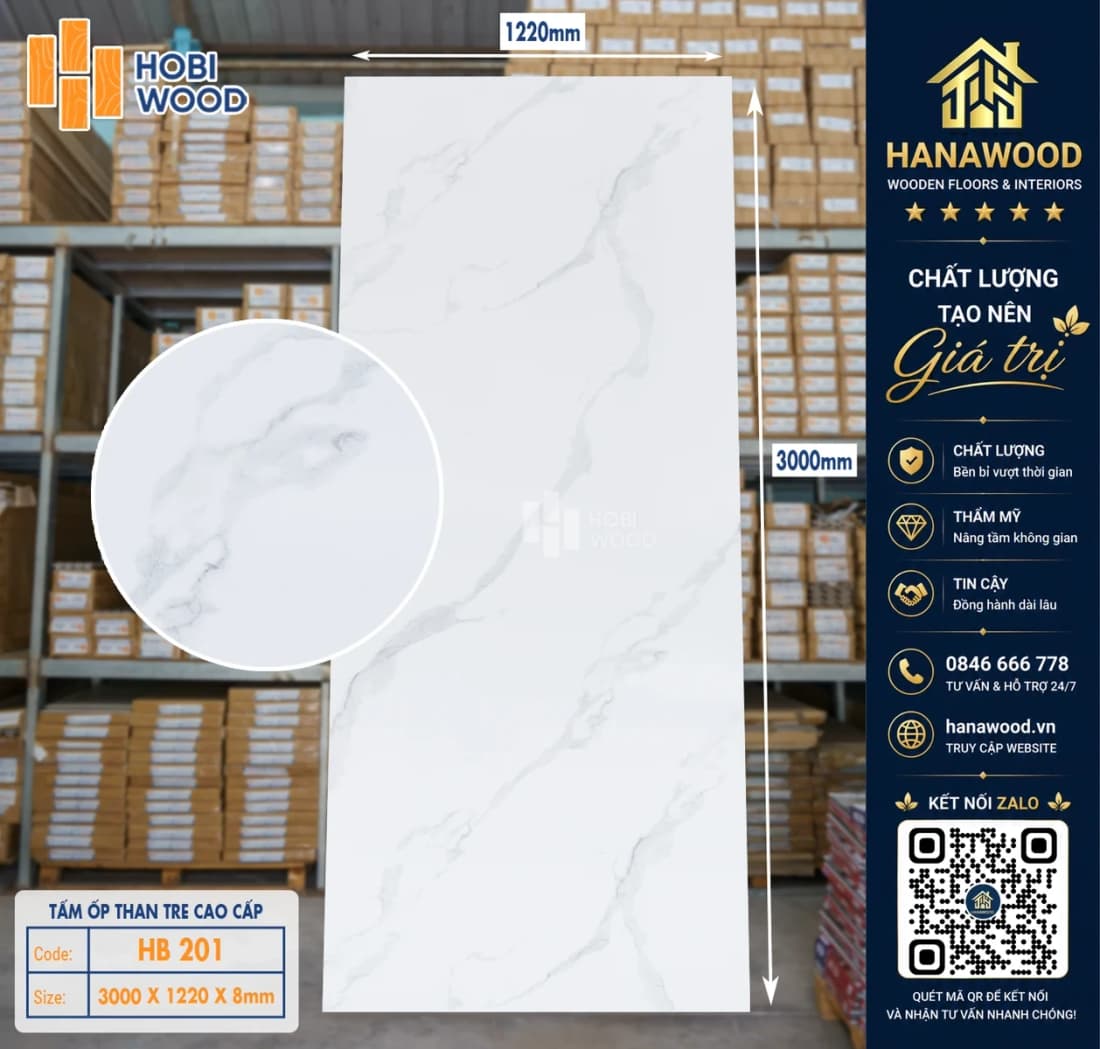Tấm Ốp Sợi Than Tre Đa Đa Năng Giả Đá Hobiwood HB 201