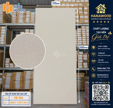 Tấm Ốp Đa Năng Than Tre Vân Vải Bố Hobiwood HB 406