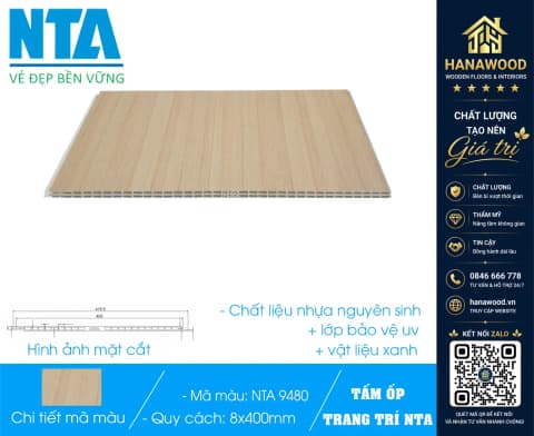 Tấm Nhựa Ốp Tường Nano Giả Gỗ NTA 9480