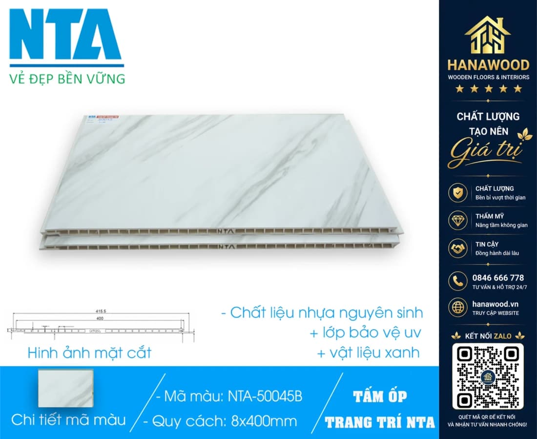 Tấm Nhựa Ốp Tường Nano Vân Đá NTA 50045B