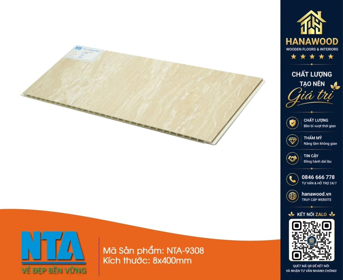Tấm Nhựa Ốp Tường Nano Vân Đá NTA 9308