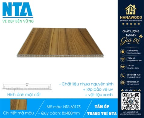 Tấm Nhựa Ốp Tường Nano Giả Gỗ NTA 60175