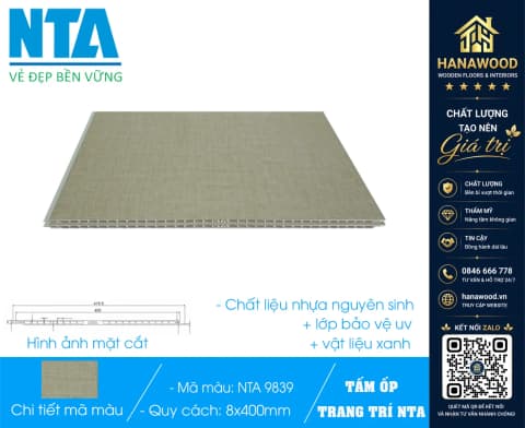 Tấm Nhựa Ốp Tường Nano Vân Vải NTA 9839