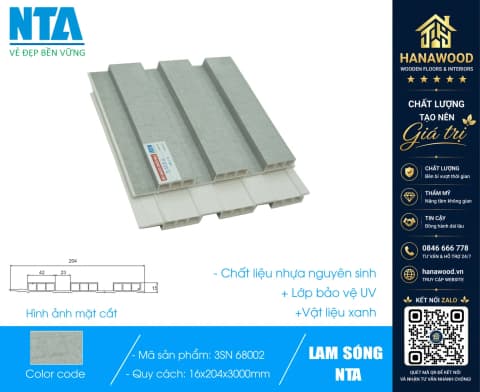 Tấm Ốp Lam 3 Sóng Thấp Nhựa Vân Vải NTA 68002