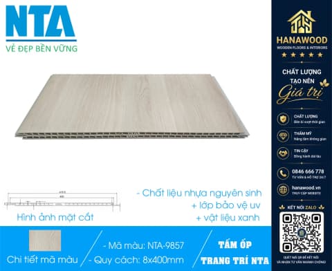 Tấm Nhựa Ốp Tường Nano Giả Gỗ NTA 9857