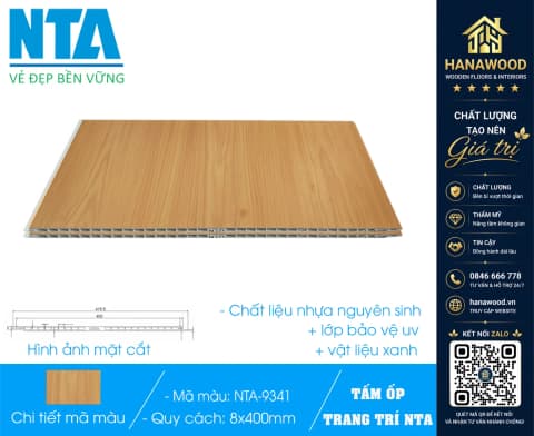 Tấm Nhựa Ốp Tường Nano Giả Gỗ NTA 9341