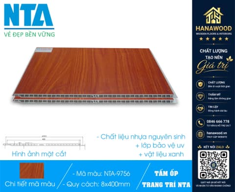 Tấm Nhựa Ốp Tường Nano Giả Gỗ NTA 9756