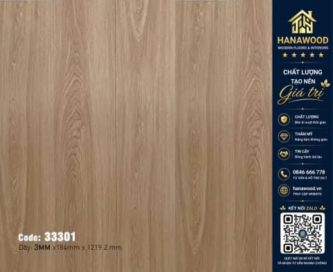 Hình ảnh Sàn Nhựa Giả Gỗ Dán Keo MSFloor 33301 Dày 3mm