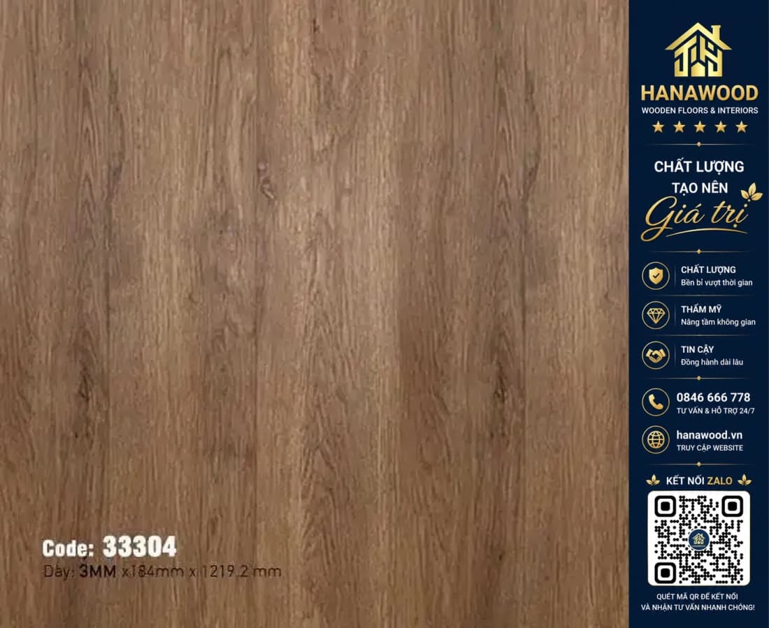 Hình ảnh Tấm Lót Sàn Nhựa Dán Keo Vân Gỗ MSFloor 33304 Dày 3mm
