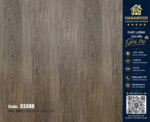 Hình ảnh Sàn Nhựa Dán Keo Giả Gỗ MSFloor 33308 Dày 3mm
