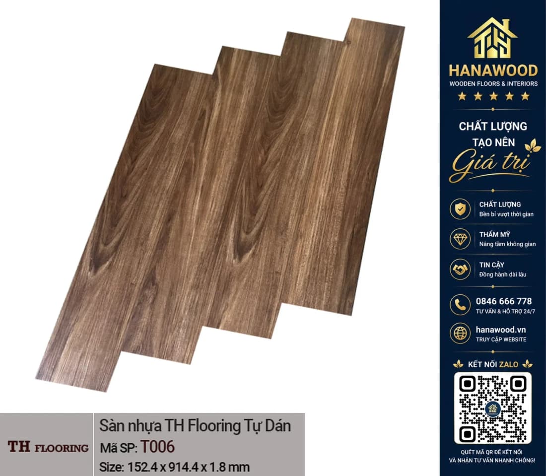 Hình ảnh Tấm Lót Sàn Nhựa Giả Gỗ THFLoor TH006 Dày 1.8mm