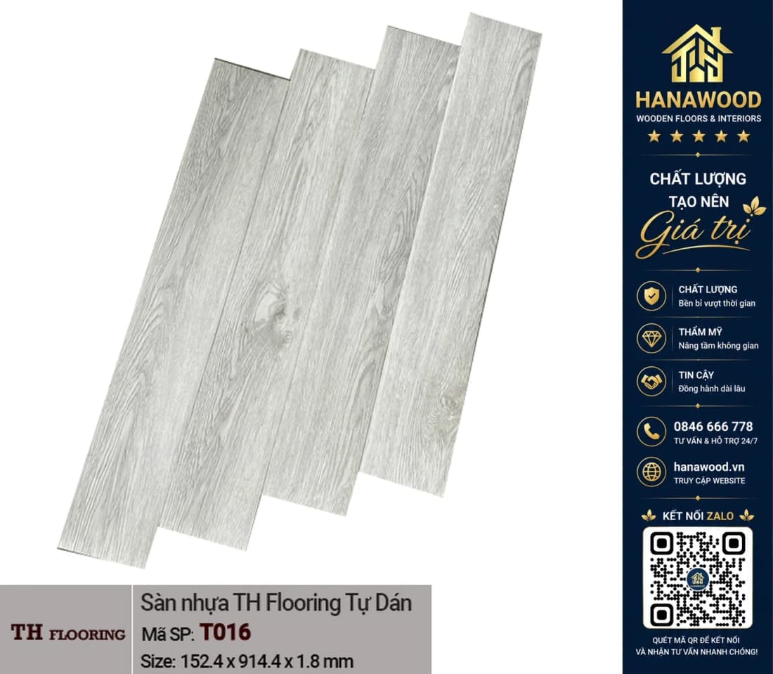 Hình ảnh Sàn Nhựa Vinyl Có Keo Sẵn THFLoor TH016 Dày 1.8mm