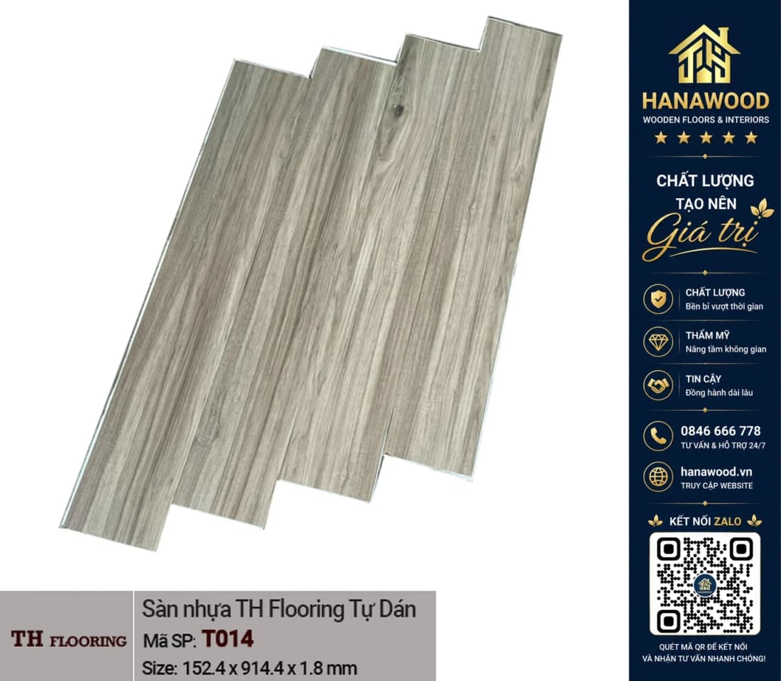 Hình ảnh Sàn Nhựa Giả Gỗ Có Keo Sẵn THFLoor TH014 Dày 1.8mm