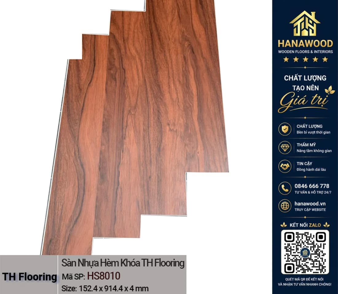 Hình ảnh Sàn Nhựa Giả Vân Gỗ Hèm Khoá THFloor HS8010 Dày 4mm