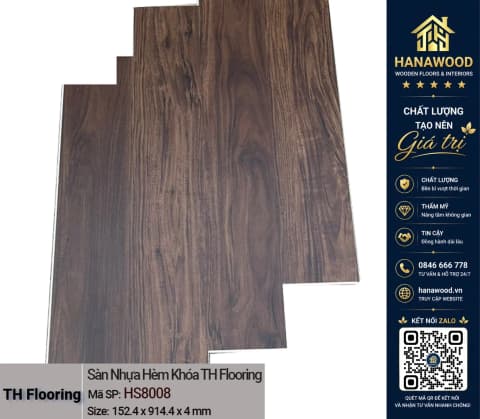 Hình ảnh Sàn Nhựa Hèm Khoá Giả Gỗ Taiwan THFloor HS8008 Dày 4mm