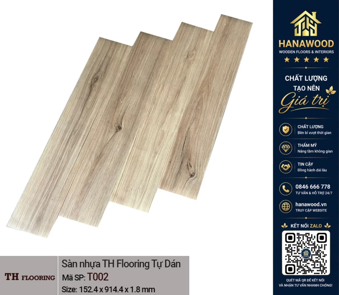 Hình ảnh Sàn Nhựa Giả Gỗ Có Keo Sẵn THFLoor TH002 Dày 1.8mm