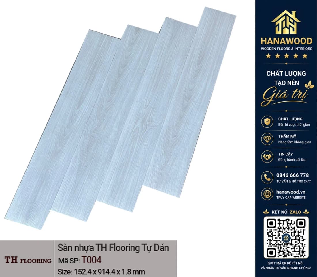 Hình ảnh Sàn Nhựa Giả Gỗ Có Keo Sẵn THFLoor TH004 Dày 1.8mm