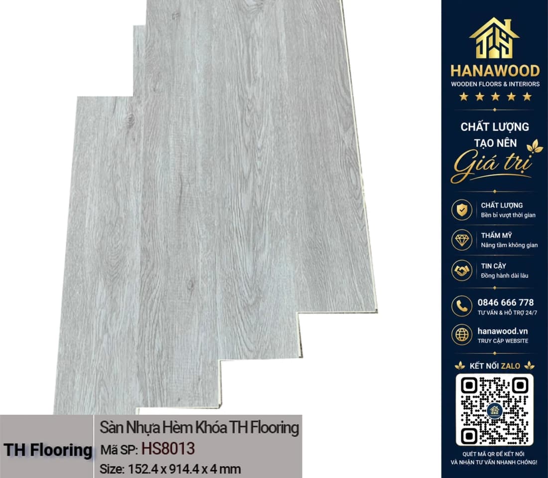 Hình ảnh Sàn Nhựa Giả Gỗ Hèm Khoá THFloor HS8013 Dày 4mm