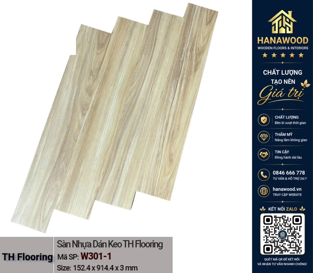 Hình ảnh Sàn Nhựa Dán Keo Giả Gỗ 3mm THFloor W301-1