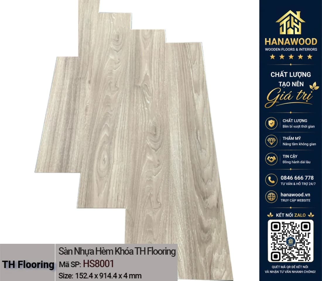 Hình ảnh Sàn Nhựa Hèm Khoá Giả Gỗ THFloor HS8001 Dày 4mm