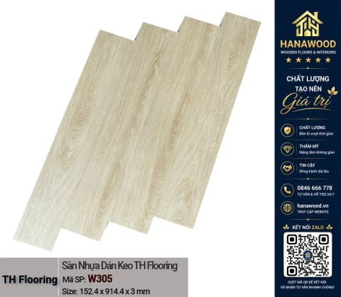 Hình ảnh Sàn Nhựa Giả Gỗ Dán Keo THFloor W305 Dày 3mm
