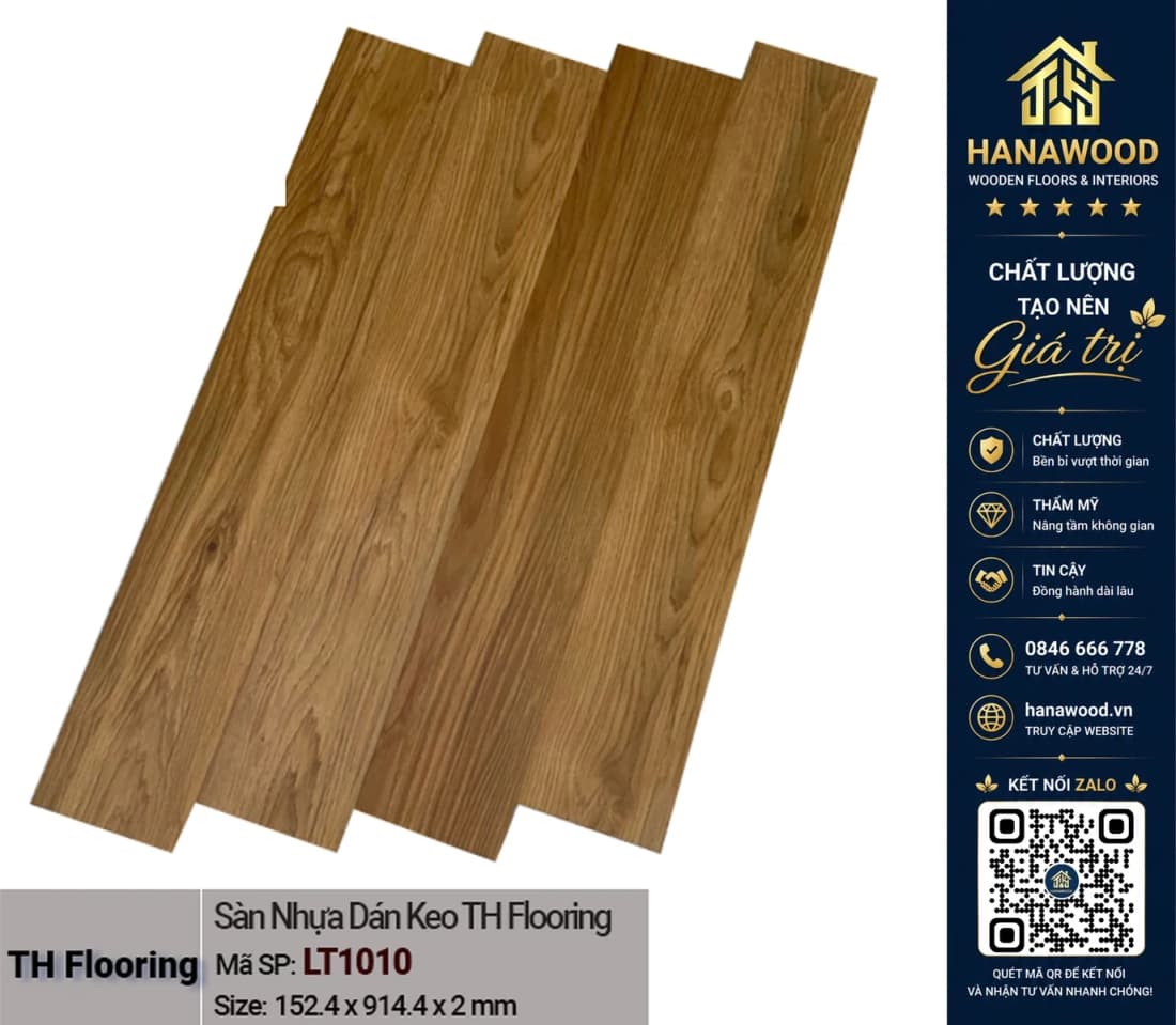 Hình ảnh Sàn Nhựa Giả Gỗ Dán Keo THFloor LT1010 Dày 2mm