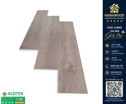 Sàn Nhựa Giả Gỗ Dán Keo Glotex P362