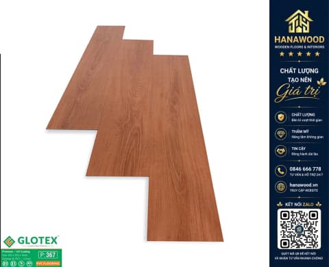 Sàn Nhựa Giả Gỗ Dán Keo Glotex P367