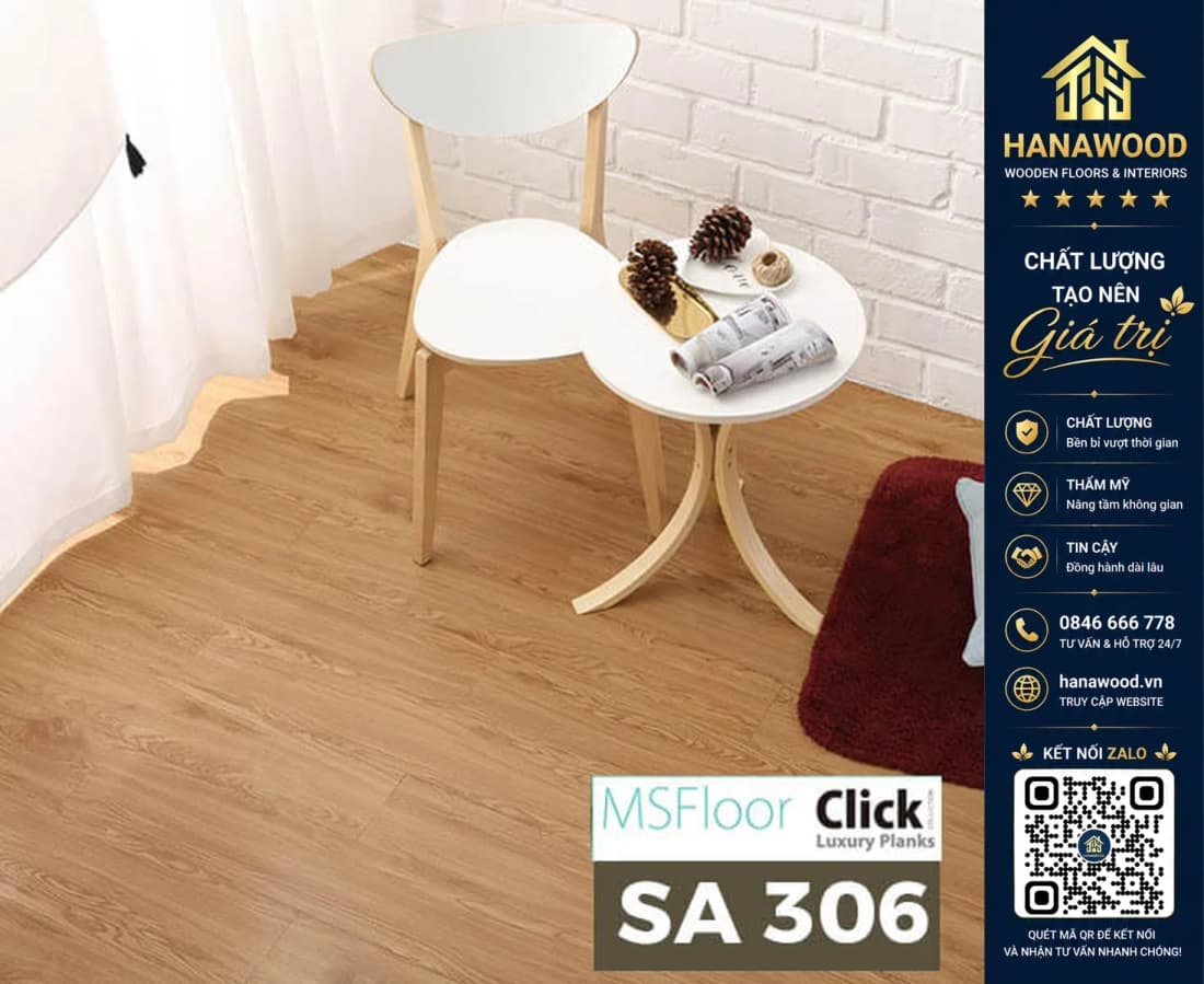 Sàn Nhựa Giả Gỗ Tự Dán MsFloor 2mm SA306
