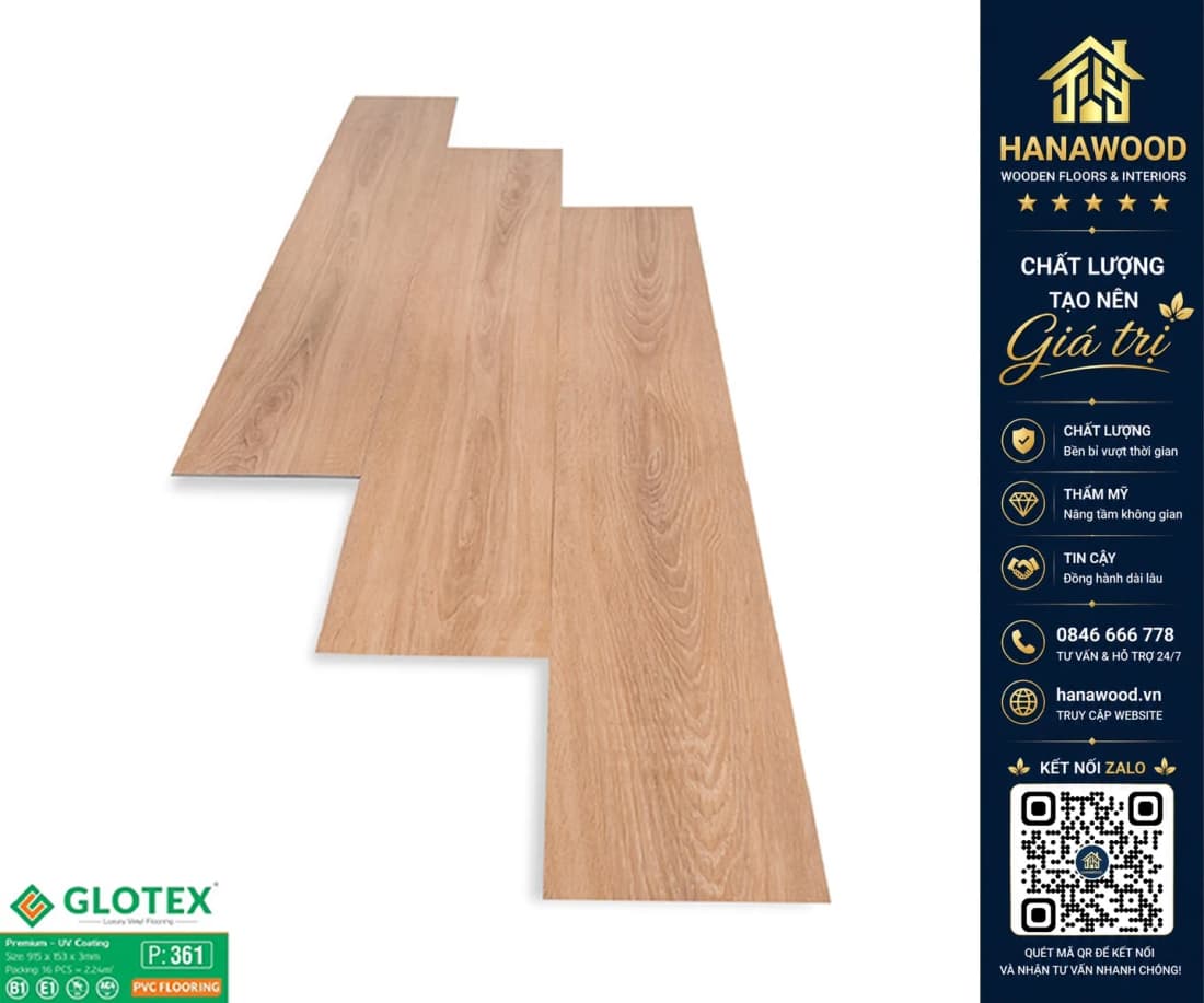 Sàn Nhựa Giả Gỗ Dán Keo Glotex P361